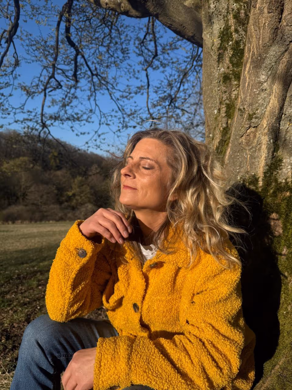 image of a serene community meditation session in a church garden